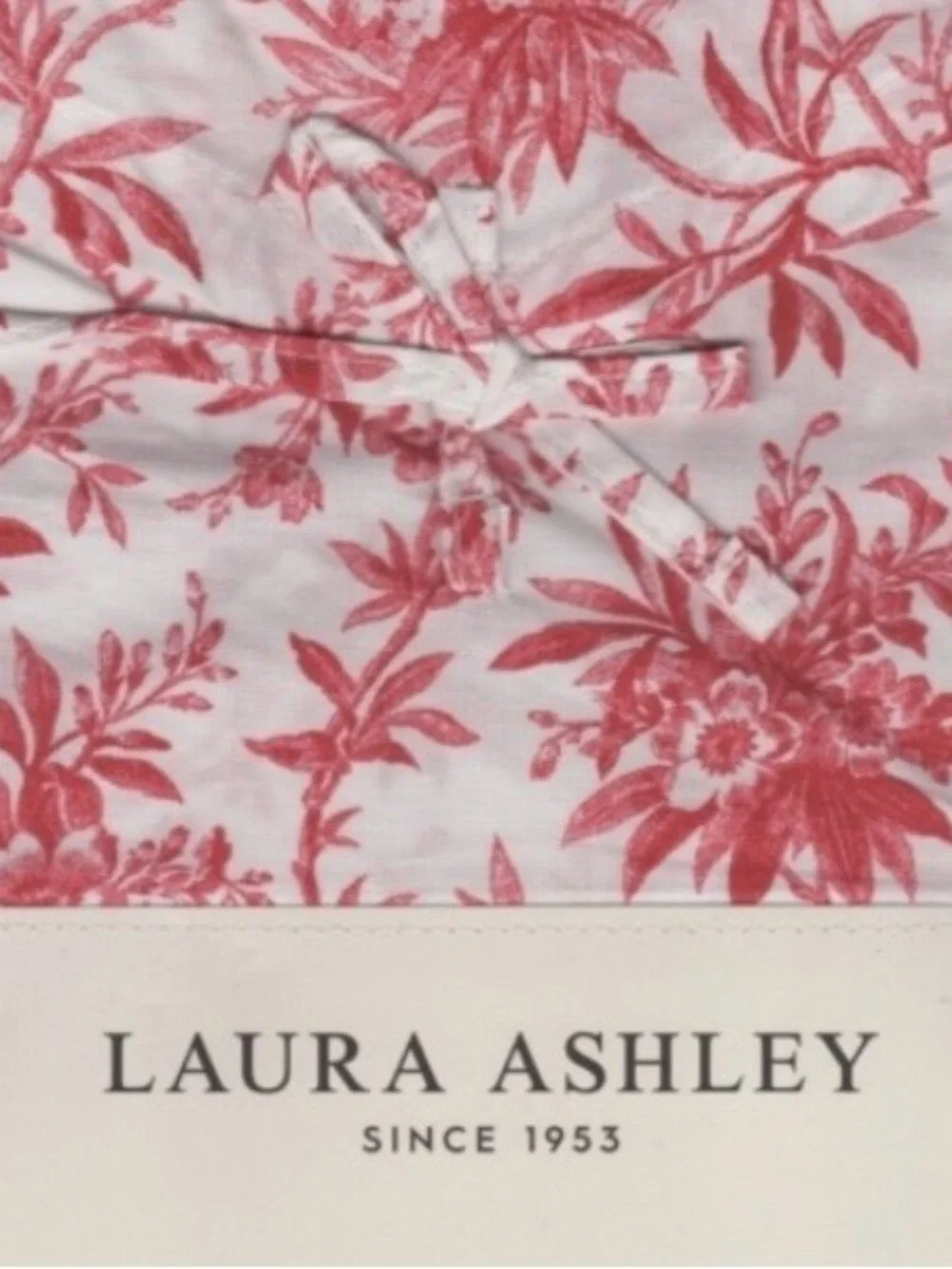 Laura Ashley Red & White Toile 100% Cotton California King Sheet Set